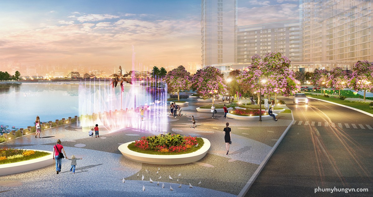 Quảng trường chính Sakura Park - dự án The Peak MidTown
