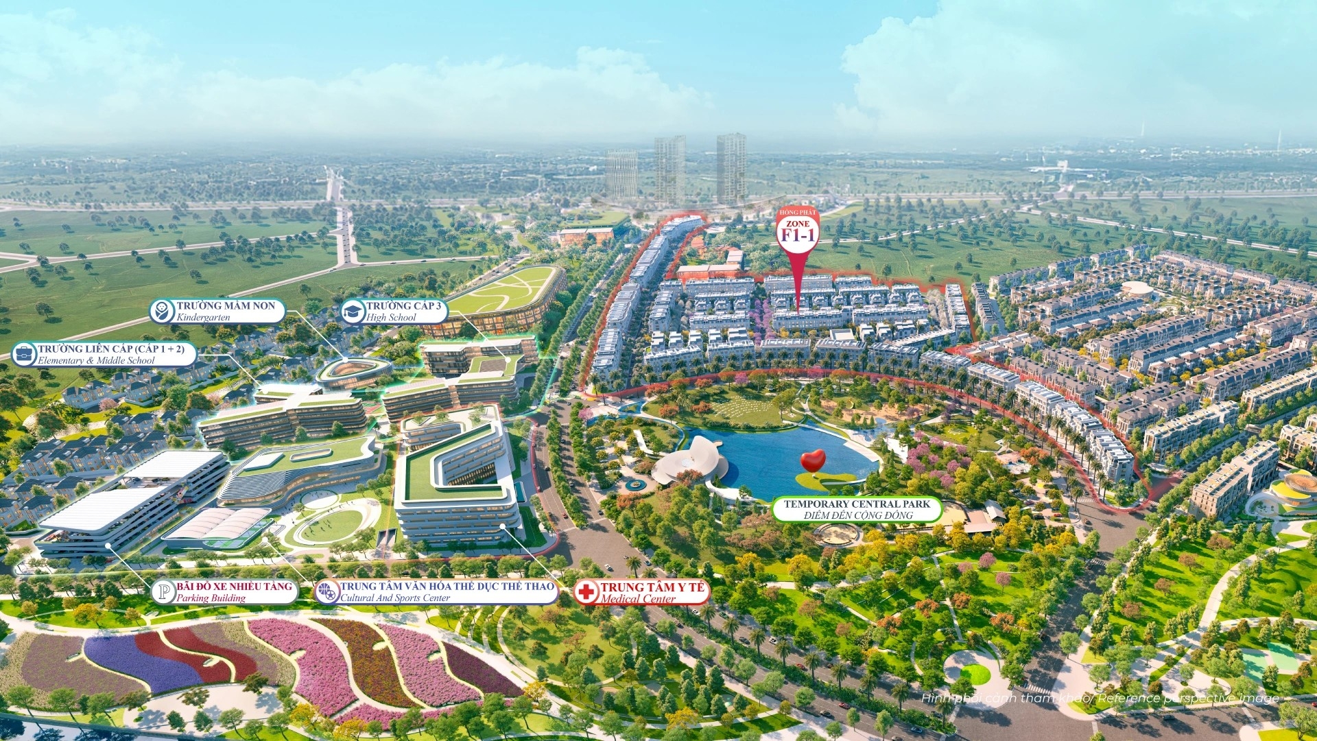Phối cảnh Zone F1-1 Khu đô thị Phú Mỹ Hưng Hồng Hạc City và cụm tiện ích trung tâm