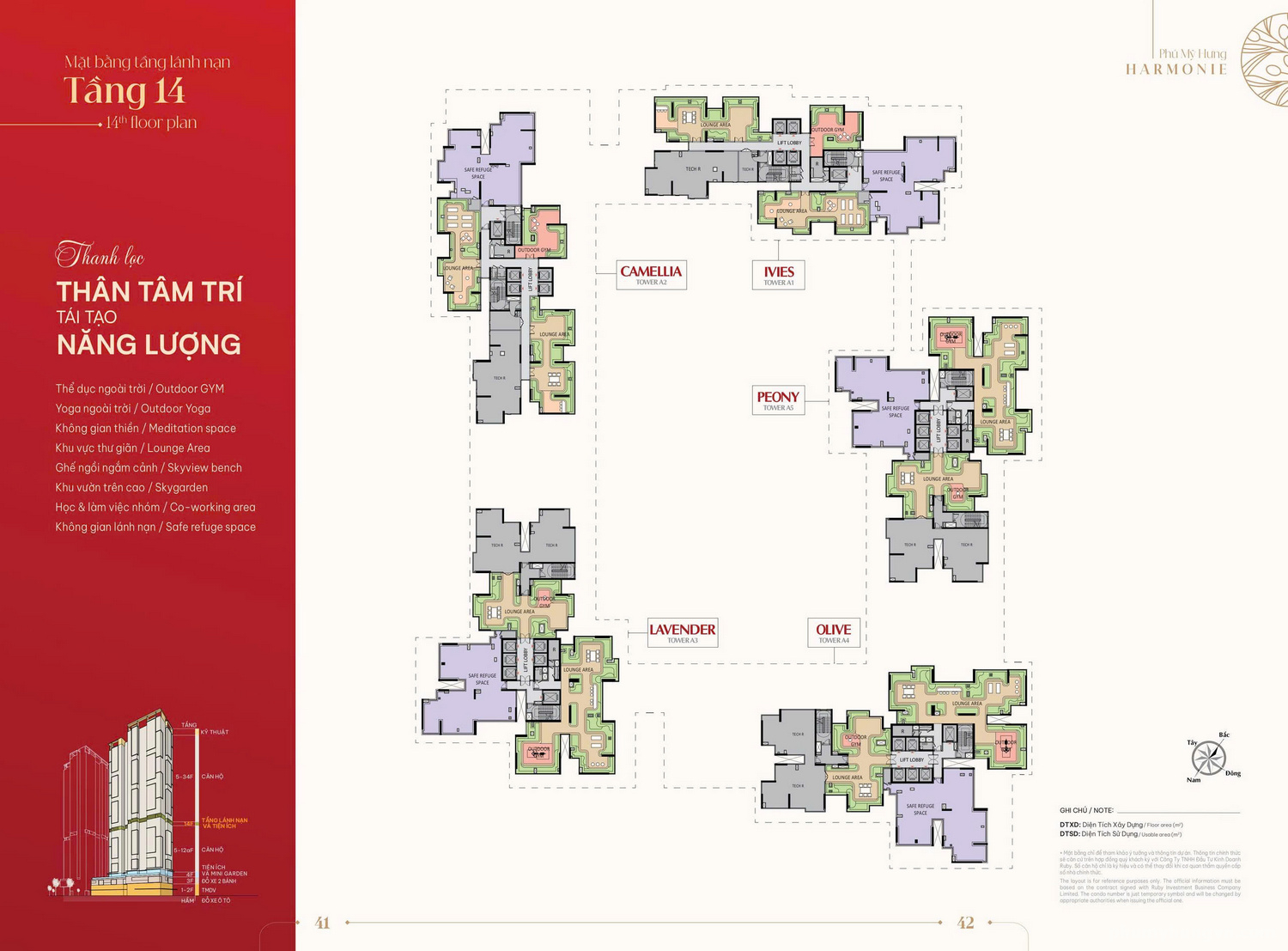 Mặt bằng Tầng 14 Lánh Nạn The Harmonie Phú Mỹ Hưng Mới 2026