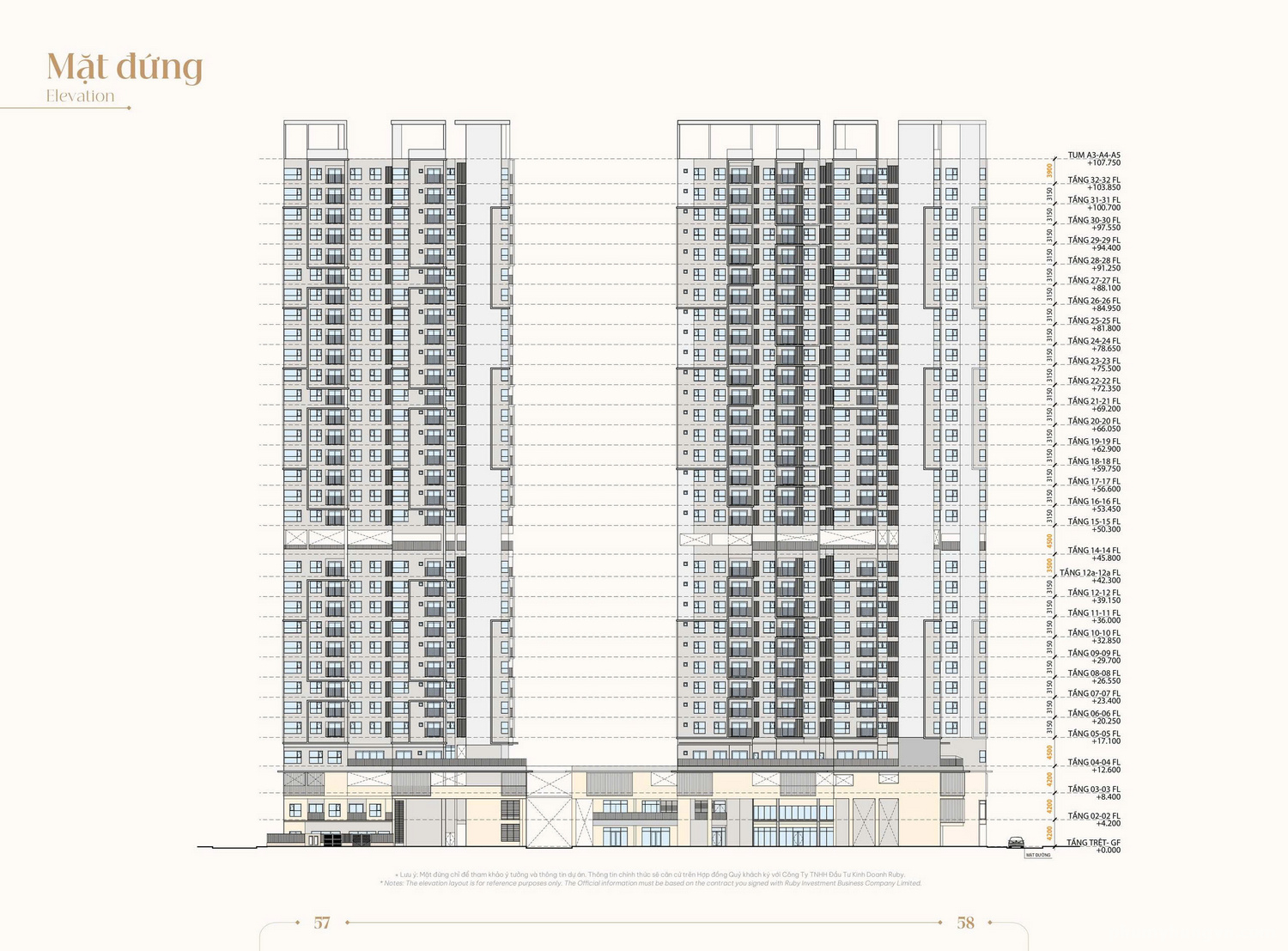 Phối cảnh thiết kế nội thất phòng khách rộng rãi của căn hộ 3 phòng ngủ