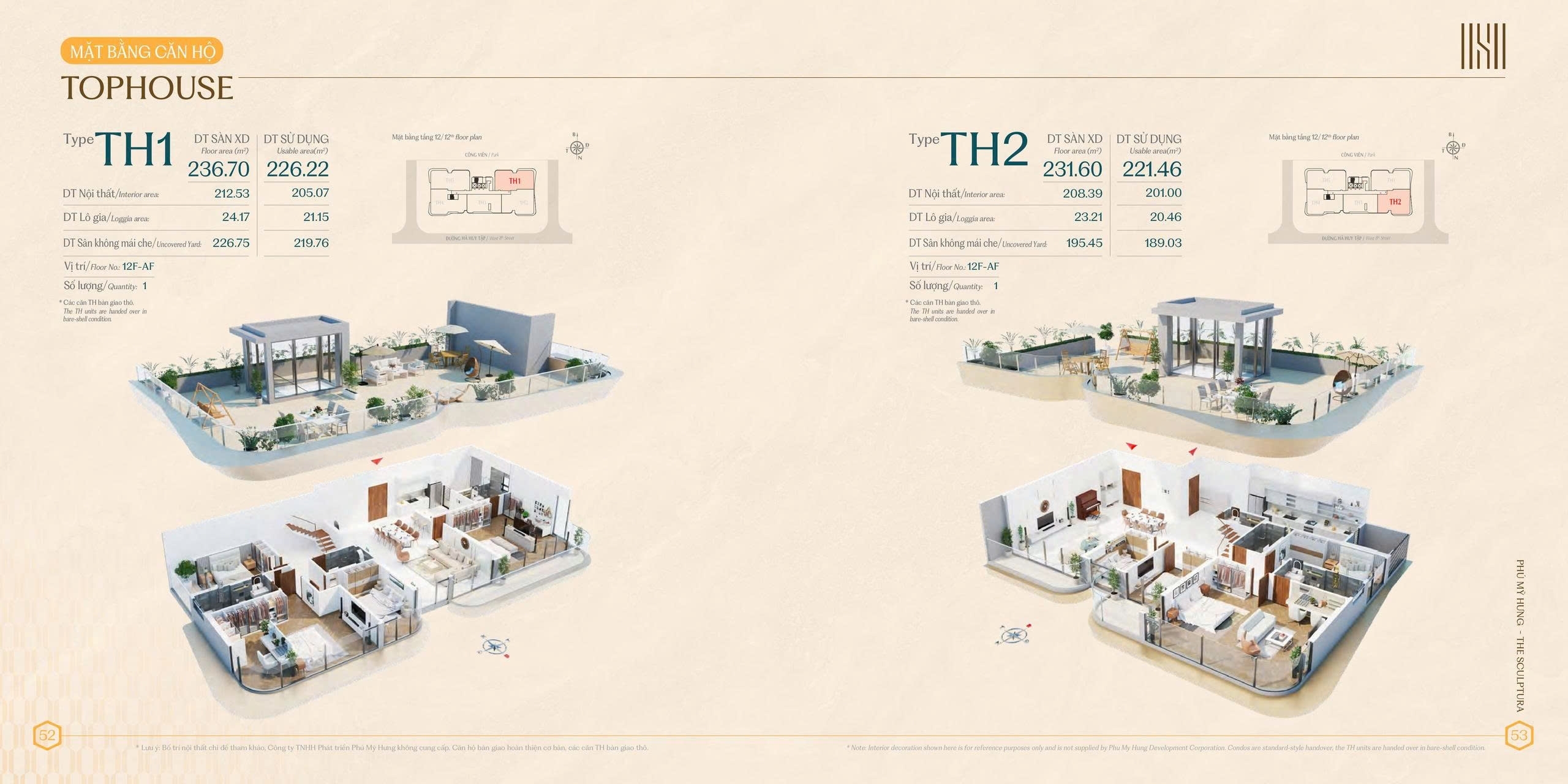 Layout Penthouse dự án The Sculptura Phú Mỹ Hưng