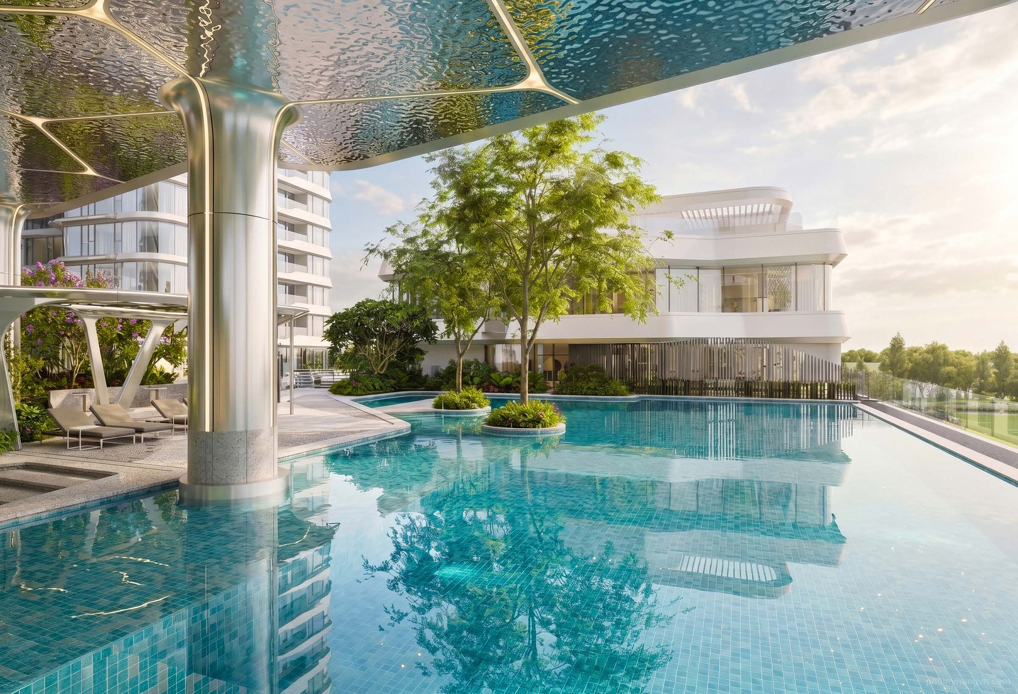 Khu vực Hồ bơi nghỉ dưỡng Triton Crown vô cực tuyệt mỹ trên không Khu vực Hồ bơi nghỉ dưỡng Triton Crown vô cực tuyệt mỹ trên không
