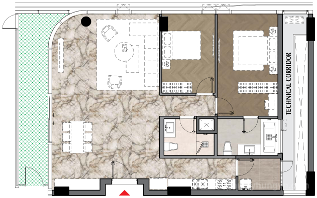 Bản vẽ chi tiết Mặt bằng căn hộ 2A.2a Triton Crown Bản vẽ chi tiết Mặt bằng căn hộ 2A.2a Triton Crown