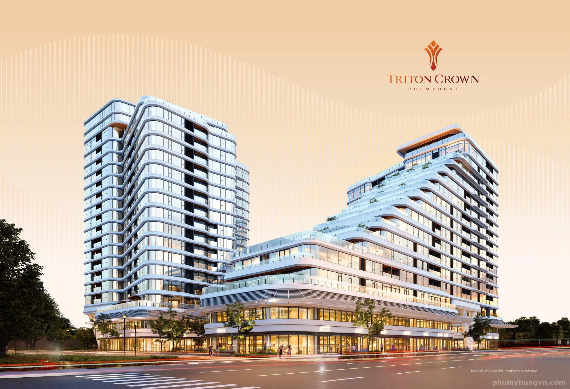 Phối cảnh tổng thể quy mô dự án Triton Crown Phú Mỹ Hưng nhìn từ trên cao Phối cảnh tổng thể quy mô dự án Triton Crown Phú Mỹ Hưng nhìn từ trên cao