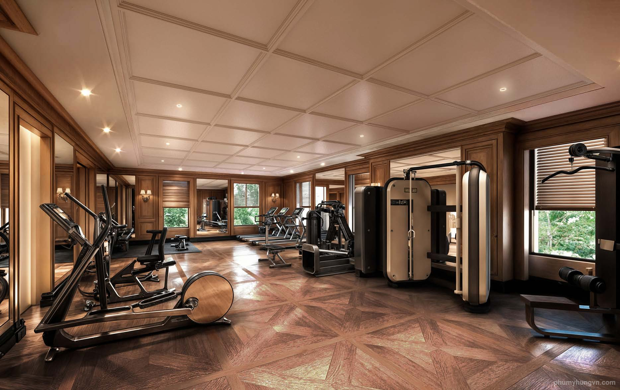 Phòng gym với thiết bị tập luyện cao cấp
